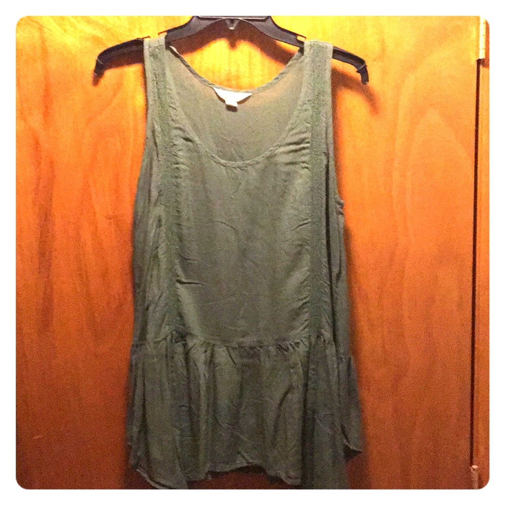 Sage green ruffle tank